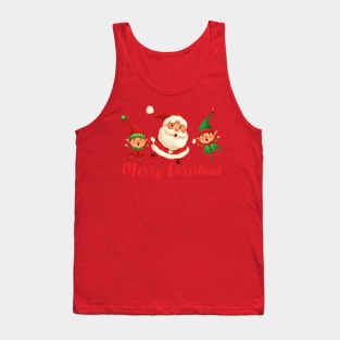 Merry Christmas, Santa Claus and elves Tank Top
